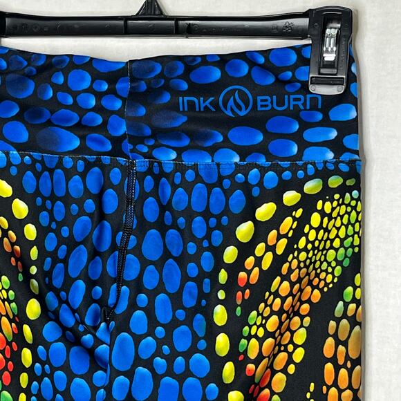 InkNBurn‎ Chameleon Print Crop Leggings Size 0 Blue Red Yellow Orange Capri - Picture 5 of 9
